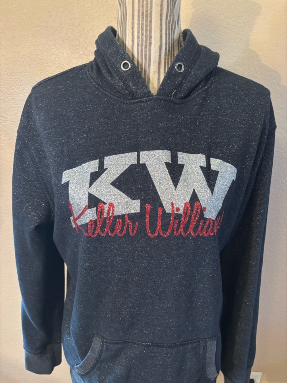 Keller Williams Hoodie Large Black Glitter Silver Red KW Logo by J. America - Picture 4 of 16